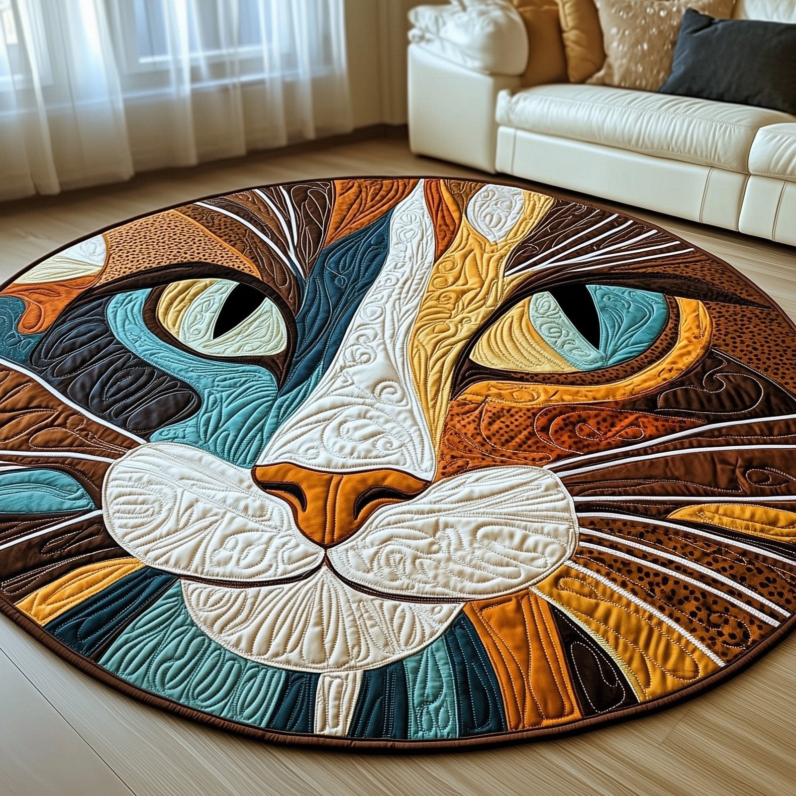 Catitude Round Mat Rug - Cute Pet Design | Animal Printed Home Decor
