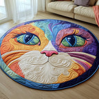 Catitude Round Mat Rug - Cute Pet Design | Animal Printed Home Decor