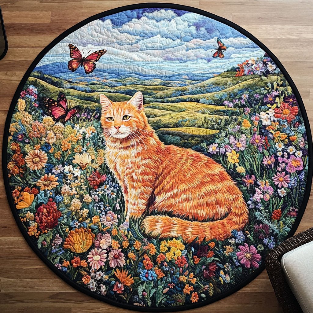 Catnap Charm Round Mat Rug - Cute Pet Design | Animal Printed Home Decor