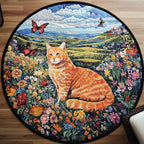 Catnap Charm Round Mat Rug - Cute Pet Design | Animal Printed Home Decor