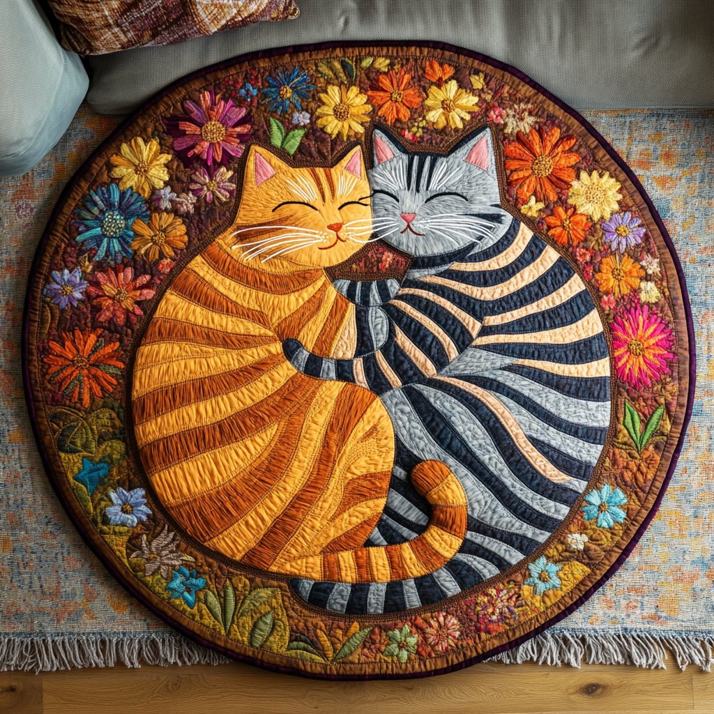 Catnap Delight Round Mat Rug - Cute Pet Design | Animal Printed Home Decor