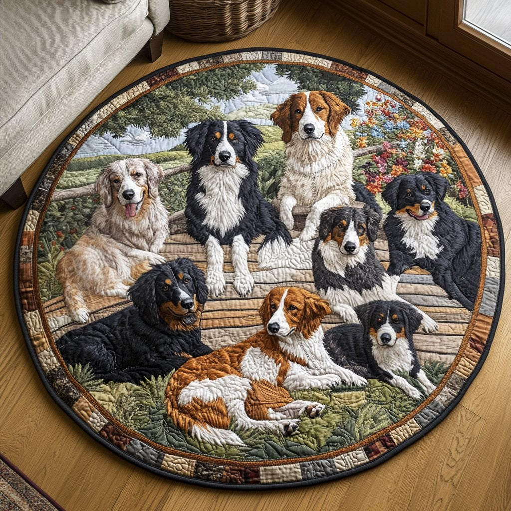Cattle Call Charm Round Mat Rug - washable non-slip printed rug