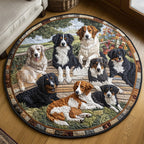 Cattle Call Charm Round Mat Rug - washable non-slip printed rug