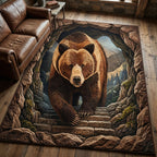 Cave Bear area rug in a living room