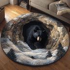 Cave Bear Round Mat Rug - washable non-slip printed rug