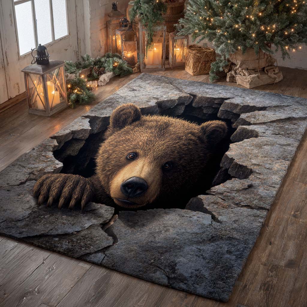 Cave Guardian area rug in a living room