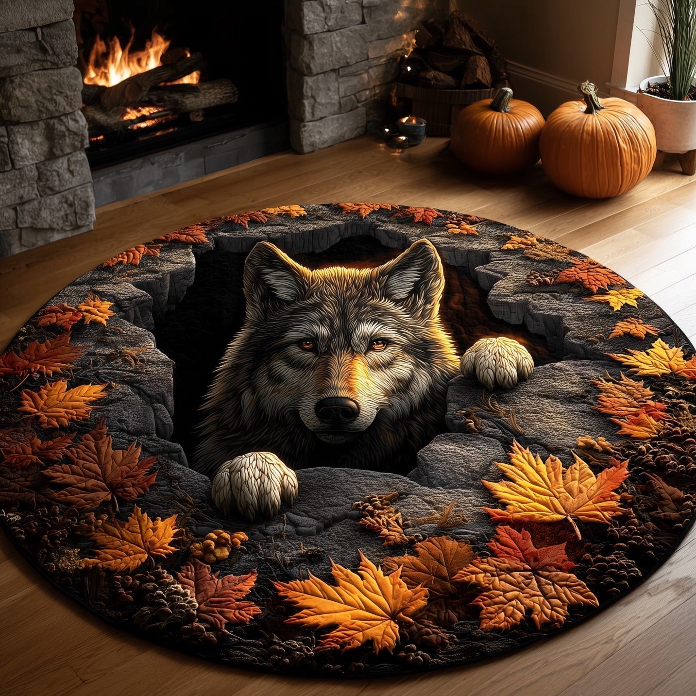Cave Guardian Round Mat Rug