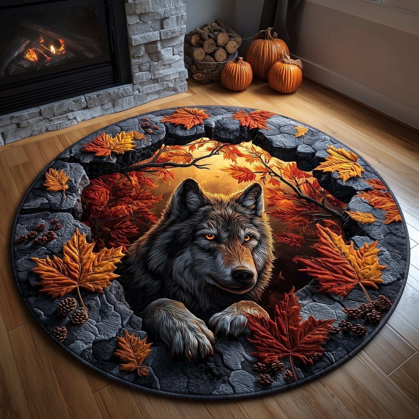 Cave Guardian Round Mat Rug - Nature Design | Serene Home Decor