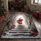 Cave Santa Claus area rug in a living room
