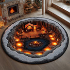 Cavern Glow Round Mat Rug - washable non-slip printed rug