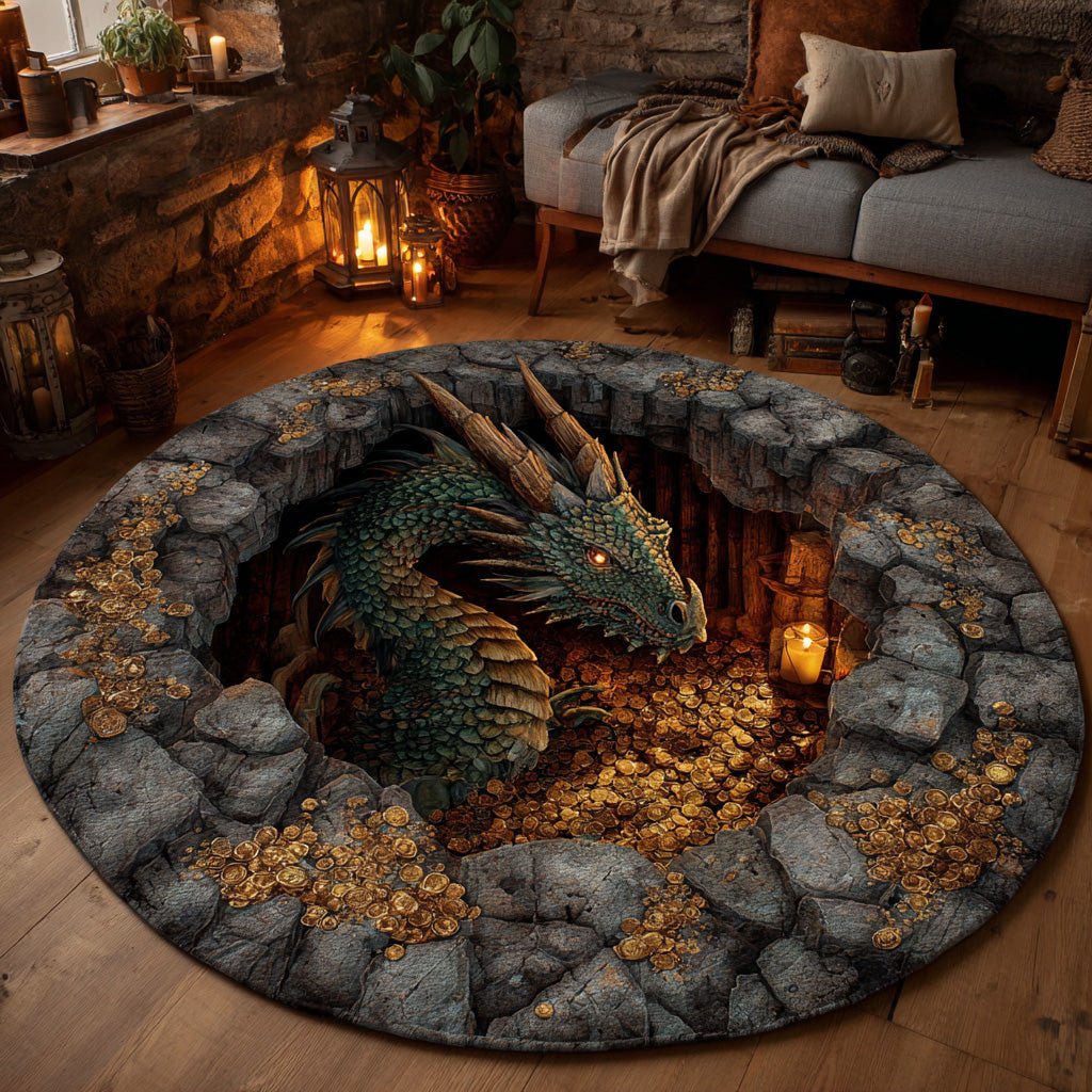 Cavern Keeper Round Mat Rug - washable non-slip printed rug