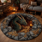 Cavern Keeper Round Mat Rug - washable non-slip printed rug