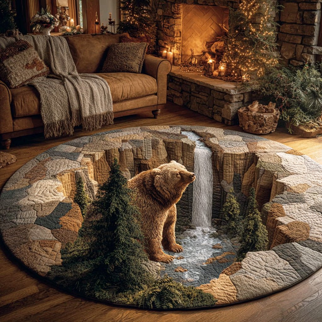 Cedar Bear Round Mat Rug - Cute Pet Design | Animal Printed Home Decor