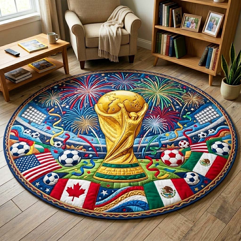 Celebration World Cup Round Mat Rug - Nature Design | Serene Home Decor