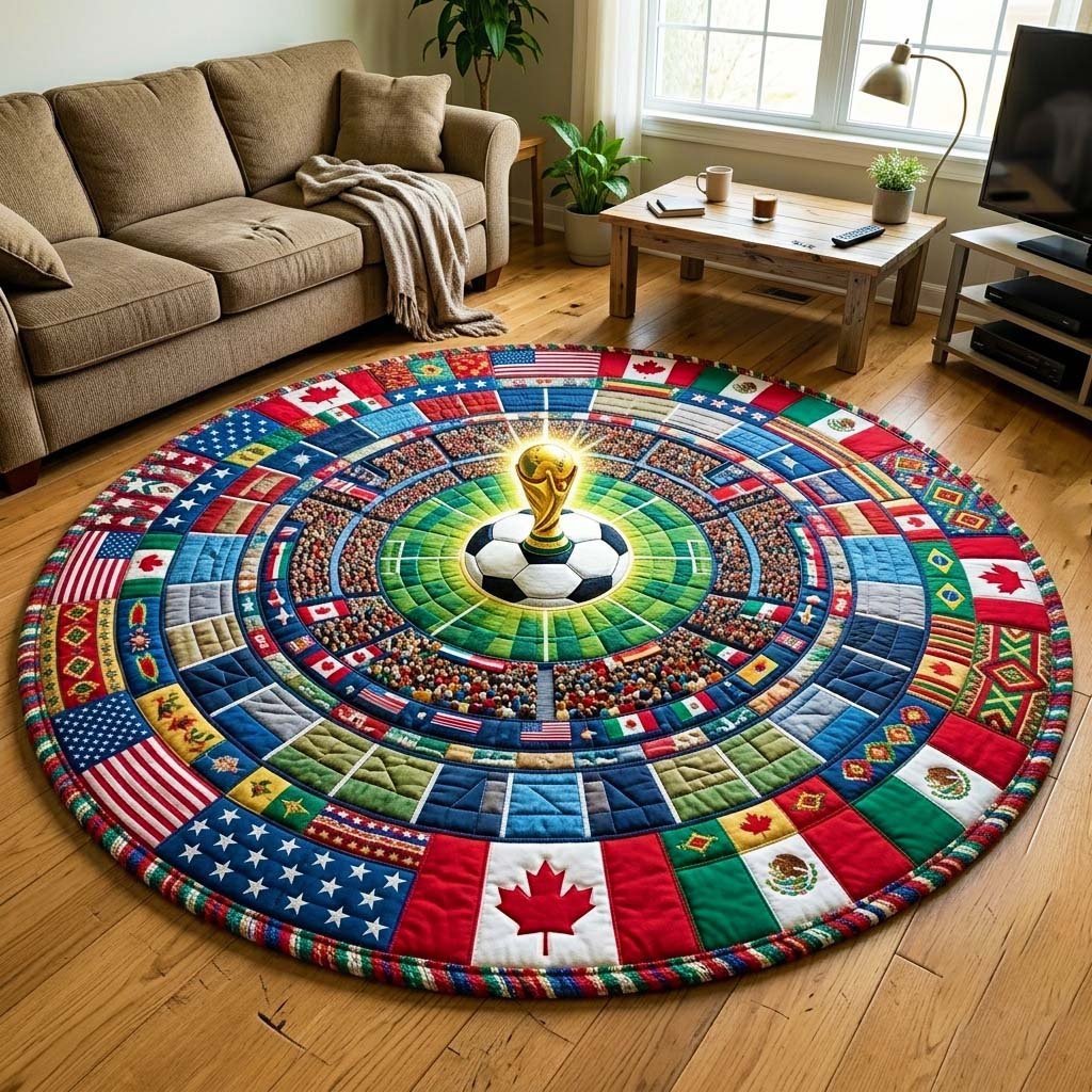 Celebration World Cup Round Mat Rug - Nature Design | Serene Home Decor