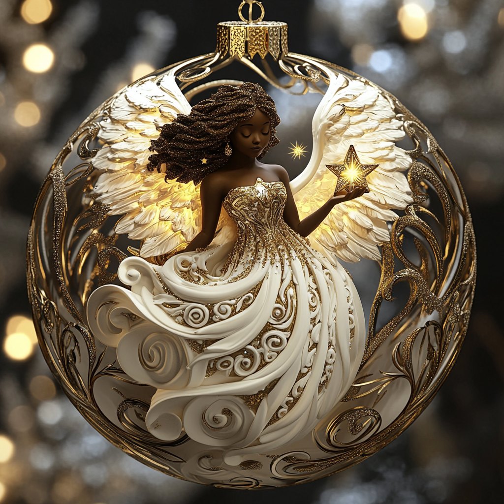 Elegant White Horse Christmas Ornament