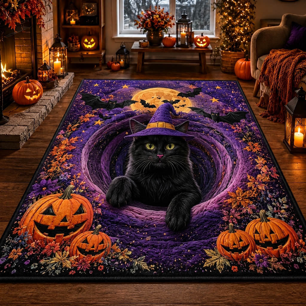 Celestial Cat Realm area rug in a living room