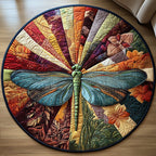 Celestial Dragonfly Round Mat Rug - washable non-slip printed rug