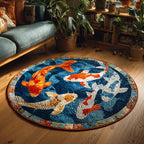 Celestial Flow Round Mat Rug - washable non-slip printed rug