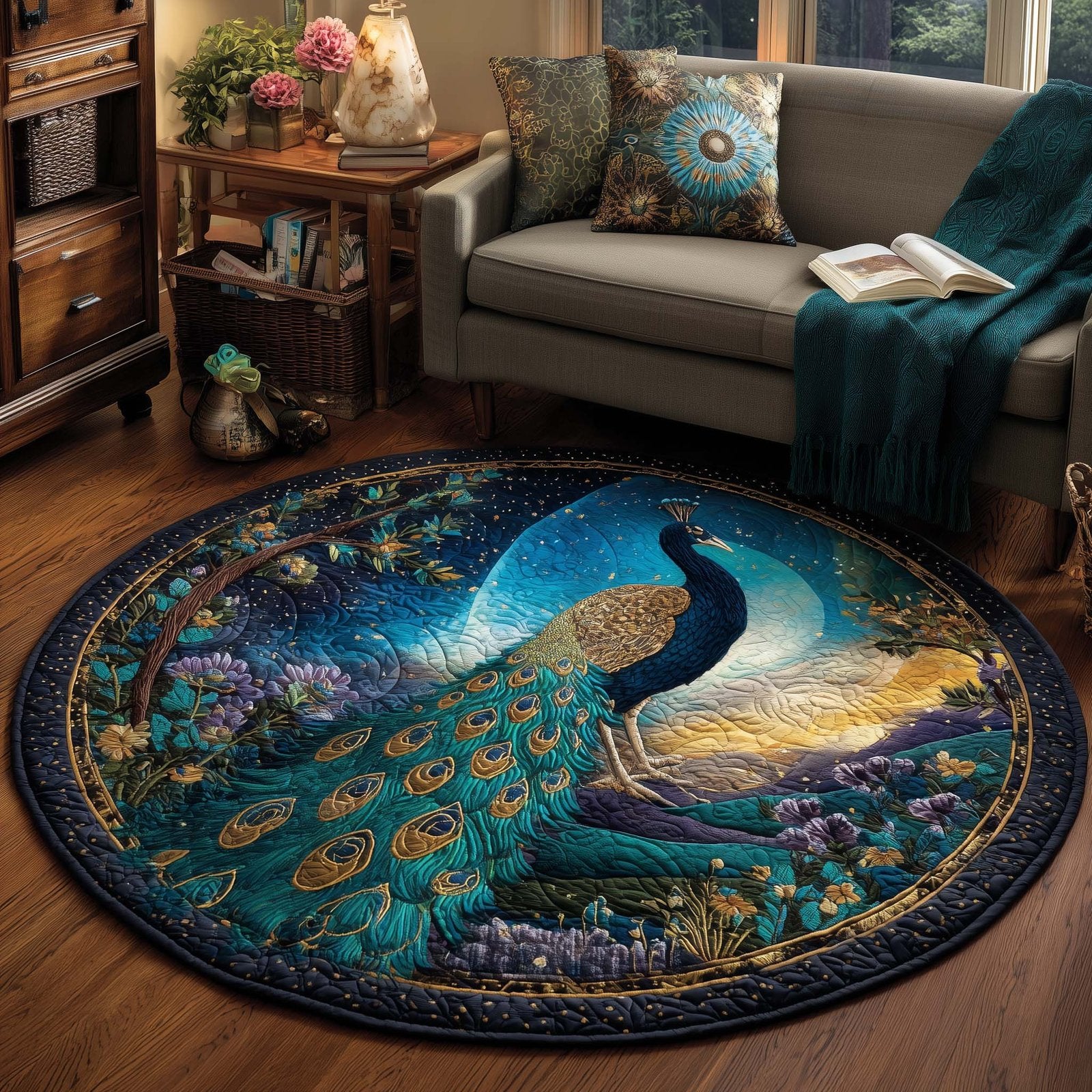 Celestial Garden Round Mat Rug - Nature Design | Serene Home Decor