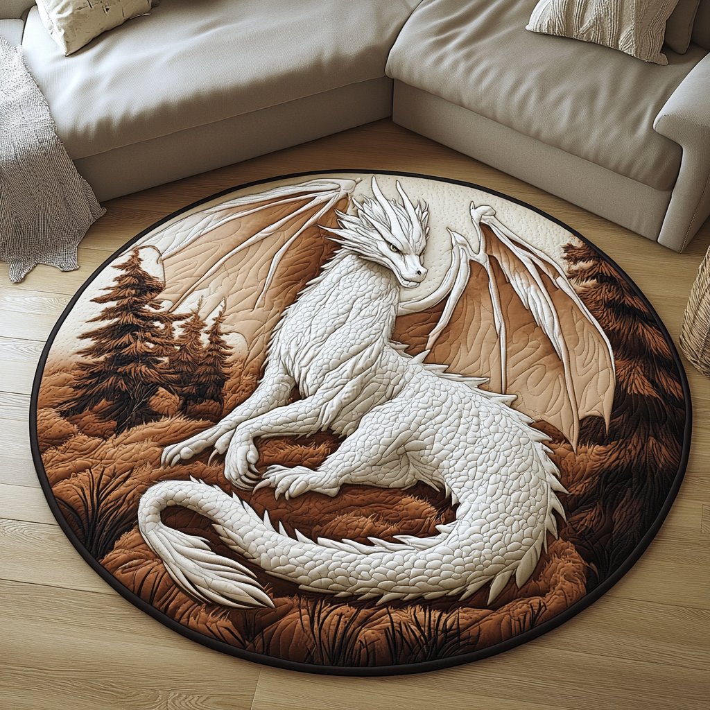Celestial Guardian Round Mat Rug - washable non-slip printed rug