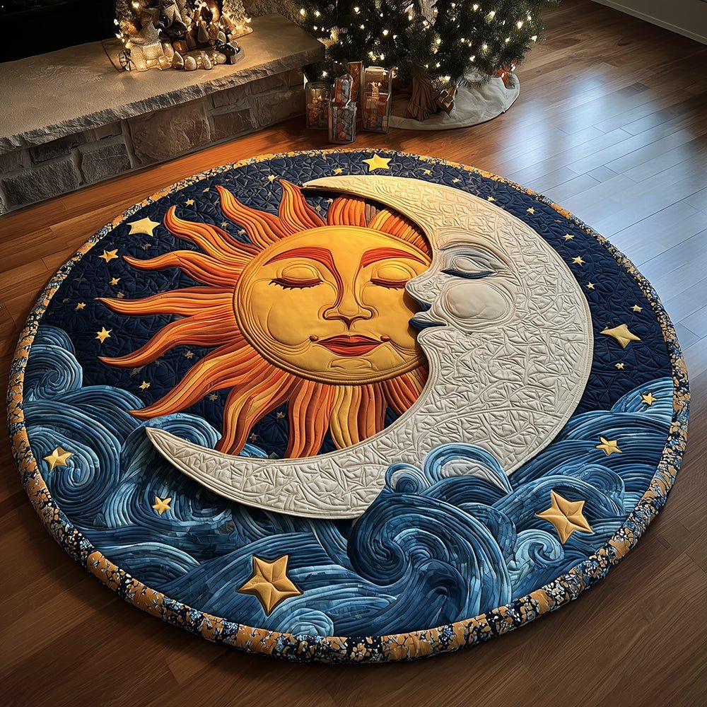 Celestial Kiss Round Mat Rug - washable non-slip printed rug