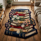 Celestial Library Custom Shape Area Rug - Nature Design | Die-Cut Non-Slip Rug - washable non-slip printed rug