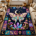 Celestial Lunar Moth area rug in a living room