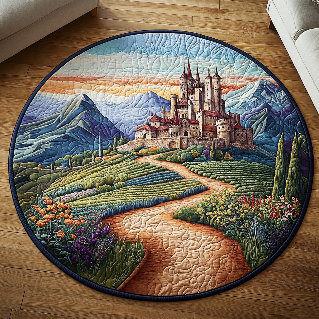 Celestial Peaks Round Mat Rug - washable non-slip printed rug