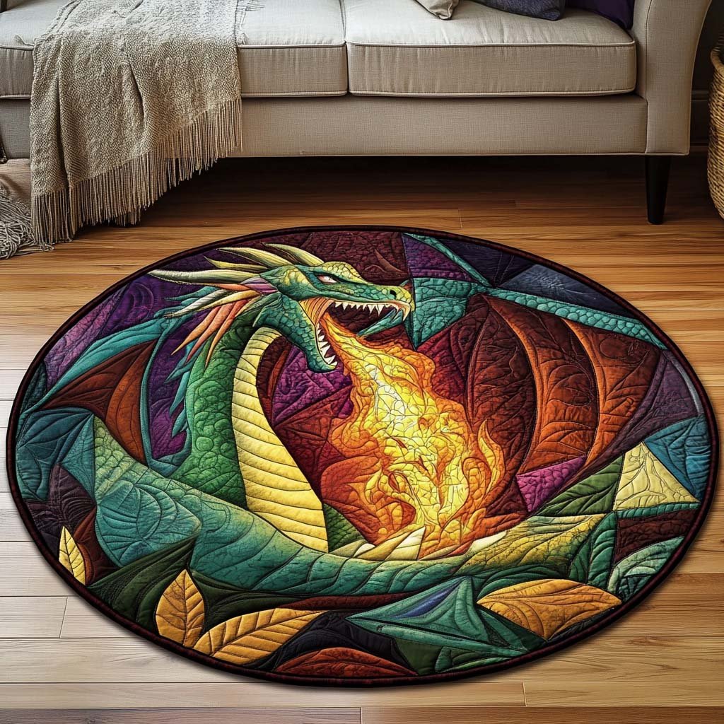 Celestial Roar Round Mat Rug - washable non-slip printed rug