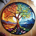 Celestial Roots Round Mat Rug - washable non-slip printed rug