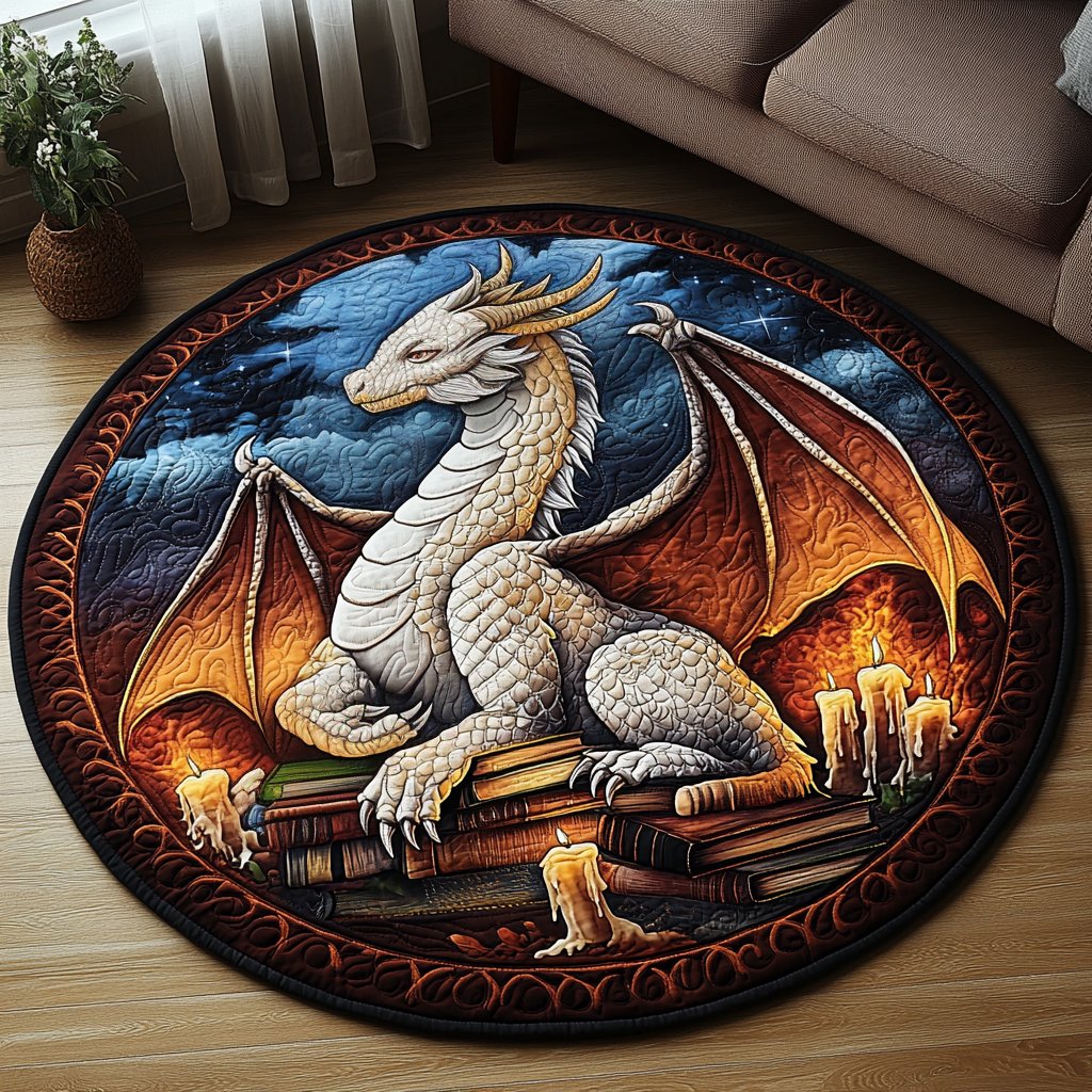 Celestial Serpent Round Mat Rug - washable non-slip printed rug
