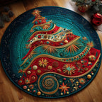 Celestial Spiral Tree Round Mat Rug - washable non-slip printed rug