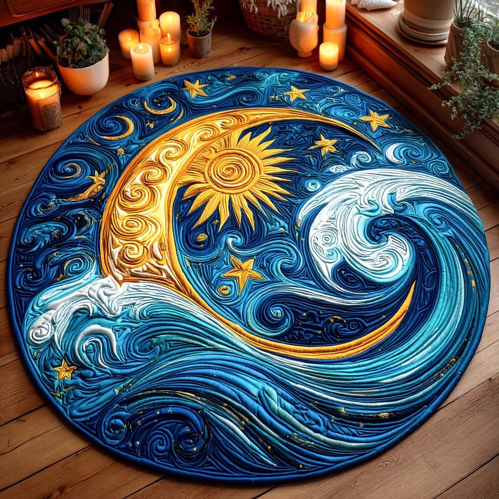 Celestial Tide Round Mat Rug - Nature Design | Serene Home Decor