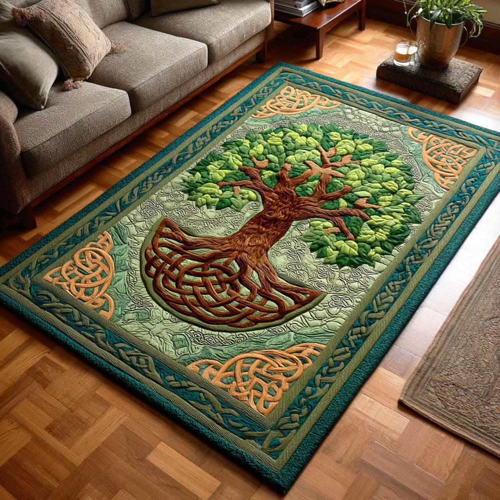 Celestial Tree area rug in a living room