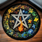 Celestial Wreath Round Mat Rug - washable non-slip printed rug