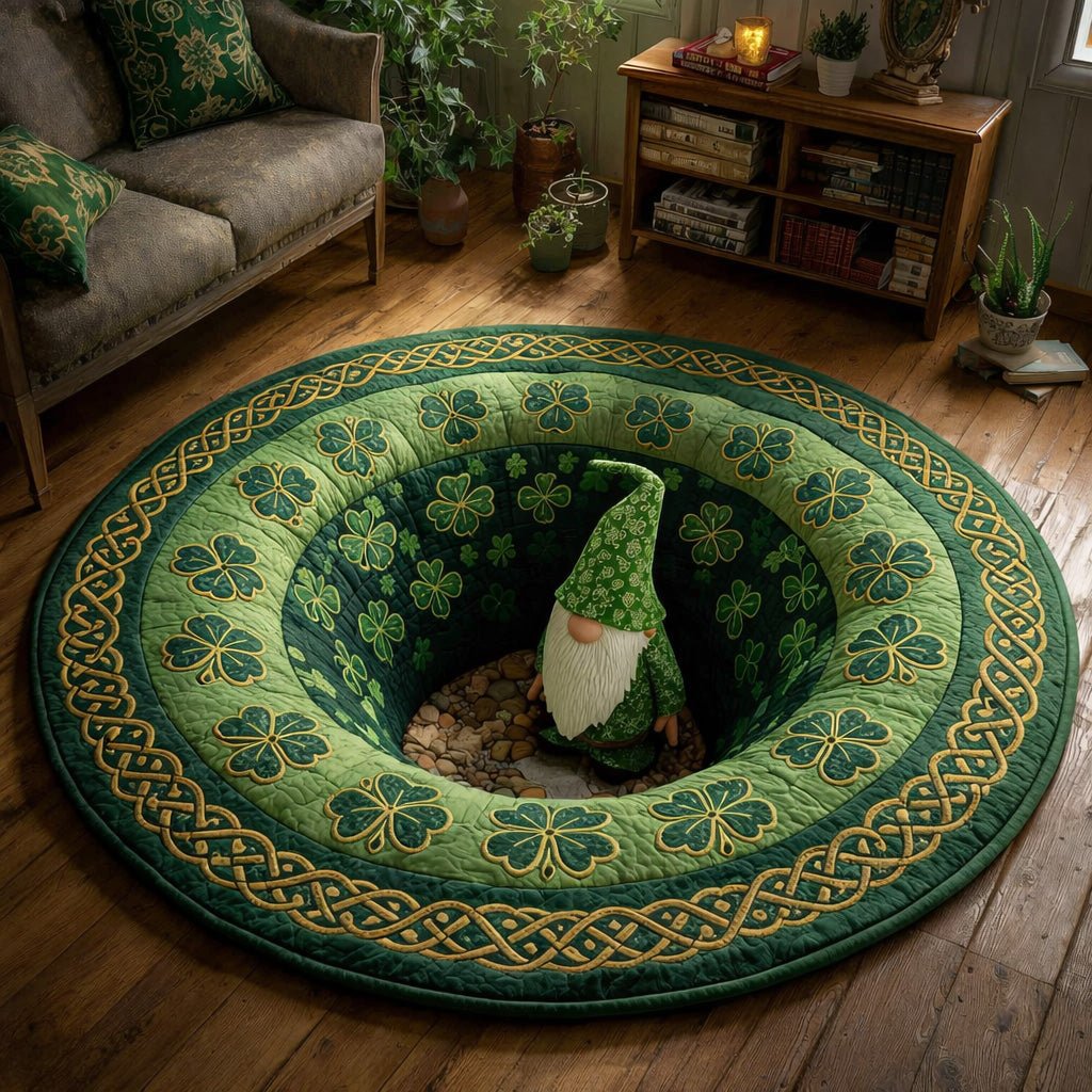 Celtic Clover Circle Round Mat Rug - washable non-slip printed rug