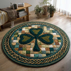 Celtic Clover Round Mat Rug - washable non-slip printed rug