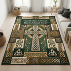 Celtic Cross area rug in a living room