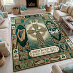 Celtic Cross area rug in a living room