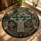 Celtic Cross Faith Round Mat Rug - washable non-slip printed rug