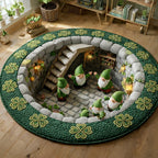 Celtic Gnome Gathering Round Mat Rug - washable non-slip printed rug