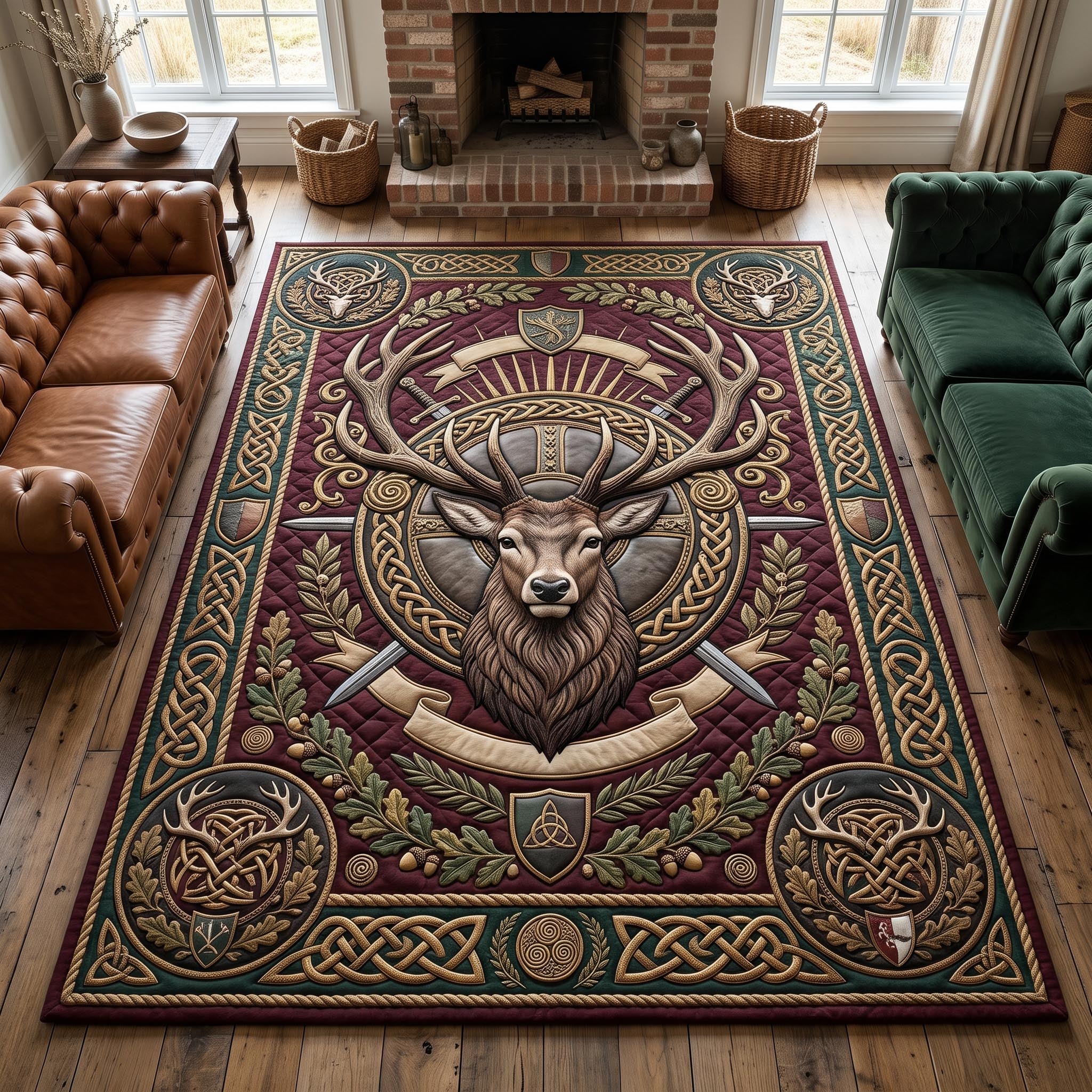 Celtic Grace area rug in a living room