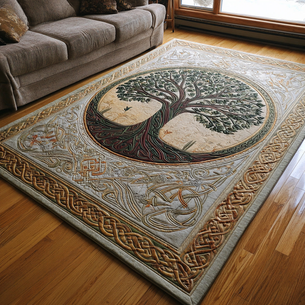 Celtic Grove area rug in a living room