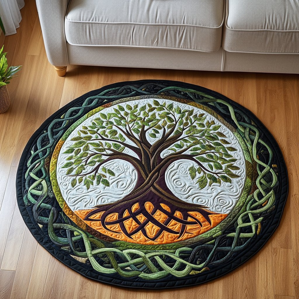 Celtic Harmony Round Mat Rug - Nature Design | Serene Home Decor