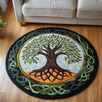 Celtic Harmony Round Mat Rug - Nature Design | Serene Home Decor