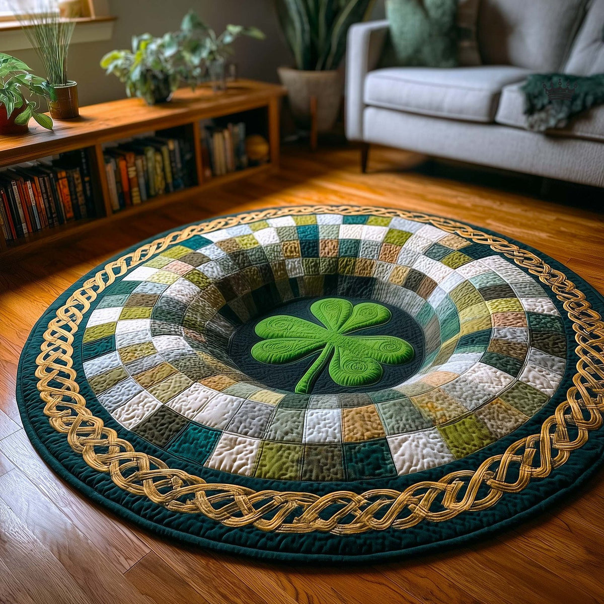 Celtic Knot (Design 2) Round Mat Rug - washable non-slip printed rug