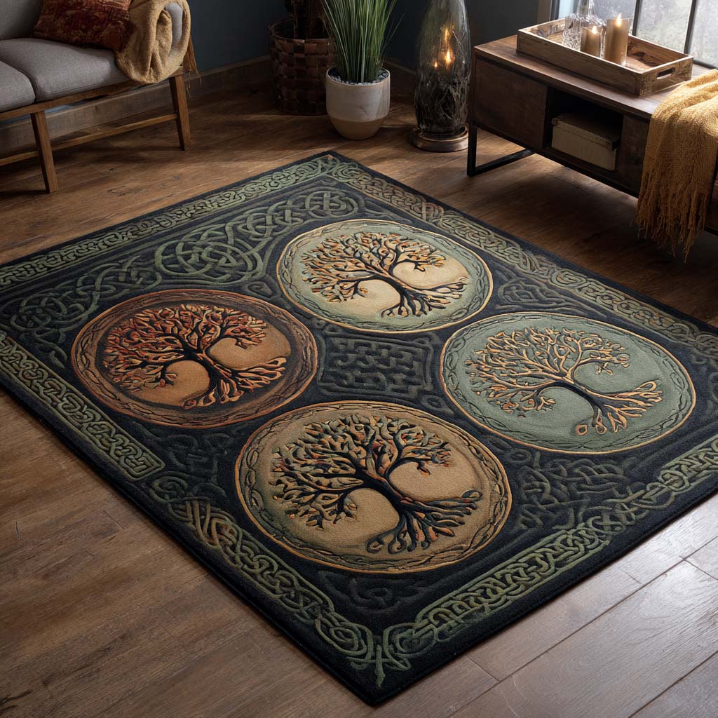 Celtic Oath area rug in a living room