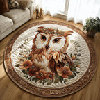 Celtic Owl Round Mat Rug - washable non-slip printed rug