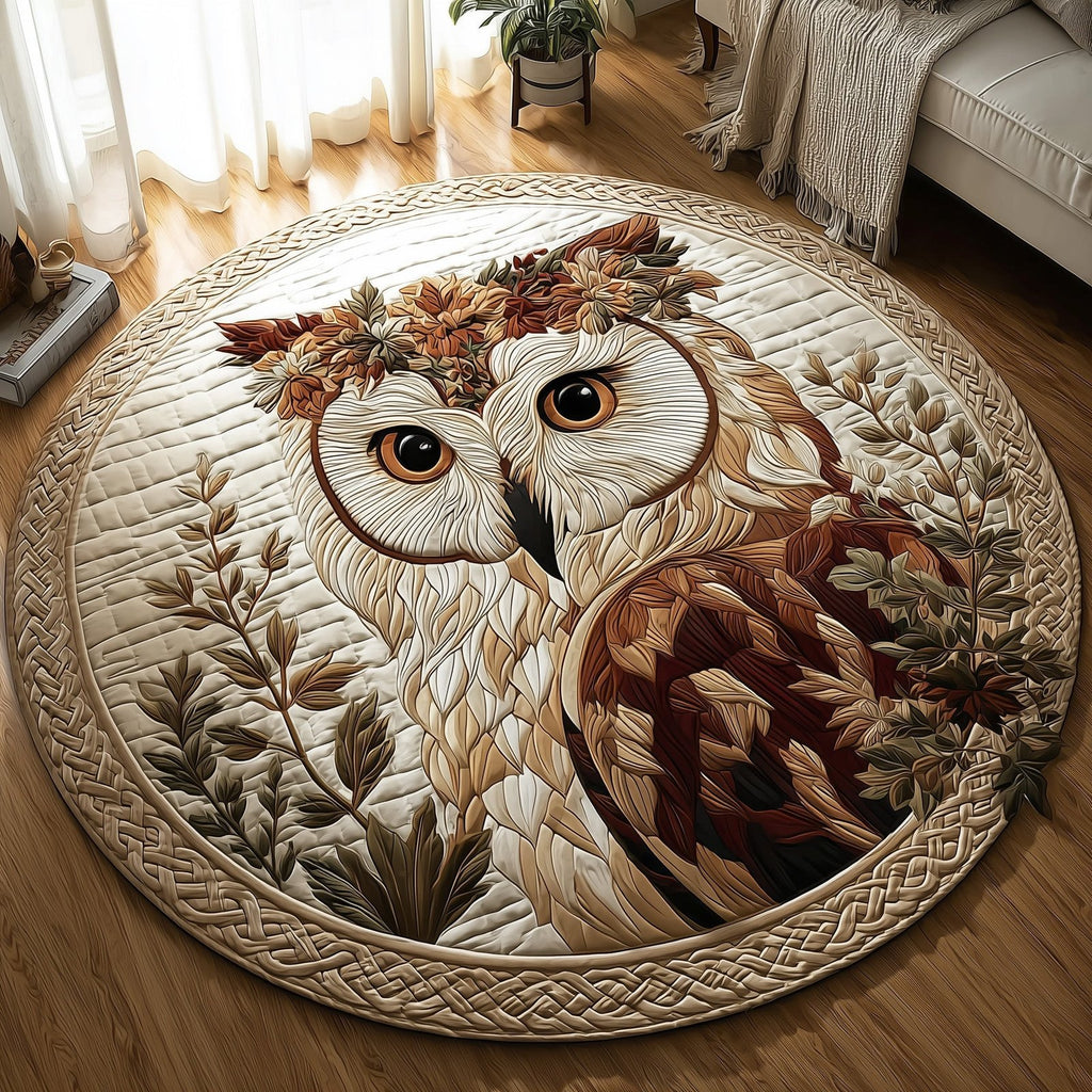 Celtic Owl Round Mat Rug - Cute Pet Design | Animal Printed Home Decor